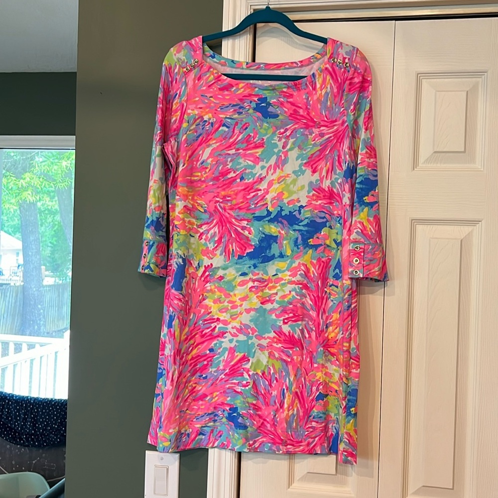 Lilly Pulitzer upf50 plus  Sophie dress  multi palm beach coral